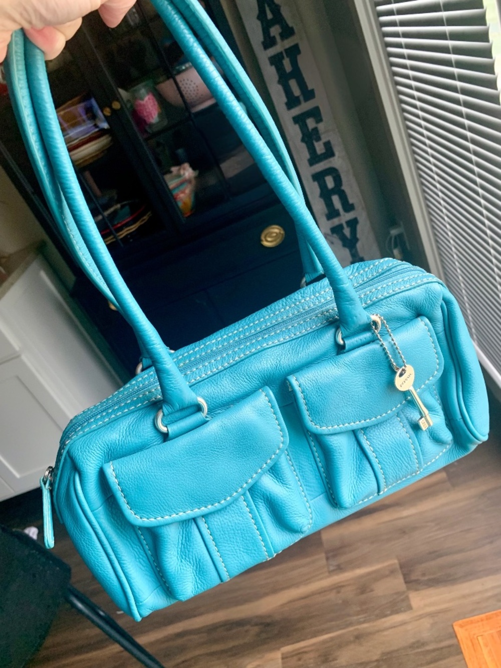 Blue leather Fossil handbag